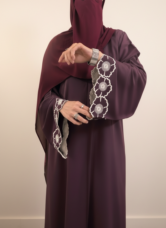 MAROON ROSETTE ABAYA